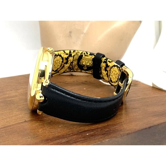 Versace Womens Watch VECO01420 Palazzo Swiss Quartz Gold Black Dial Leather Band - Picture 9 of 14